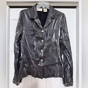Christie & Jill Silver Satiny Blouse - Size Large